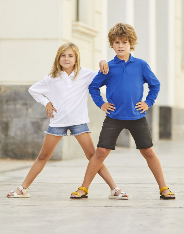 63201 Fruit Of The Loom Kid's 65/35 L/Sleeve PoloColour